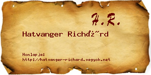 Hatvanger Richárd névjegykártya