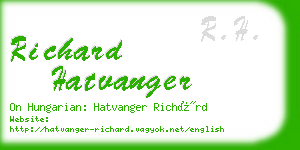 richard hatvanger business card